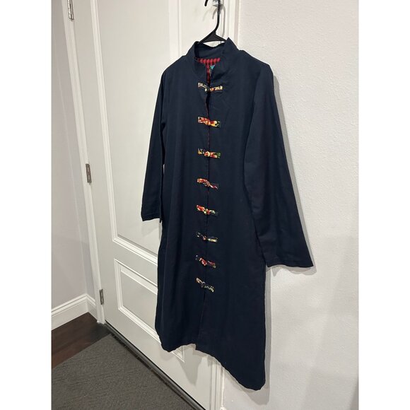 YIPINXIAN Chinese-Inspired Traditional Knot Buttons Plaid Lined Dress Size XL NW - Picture 3 of 9